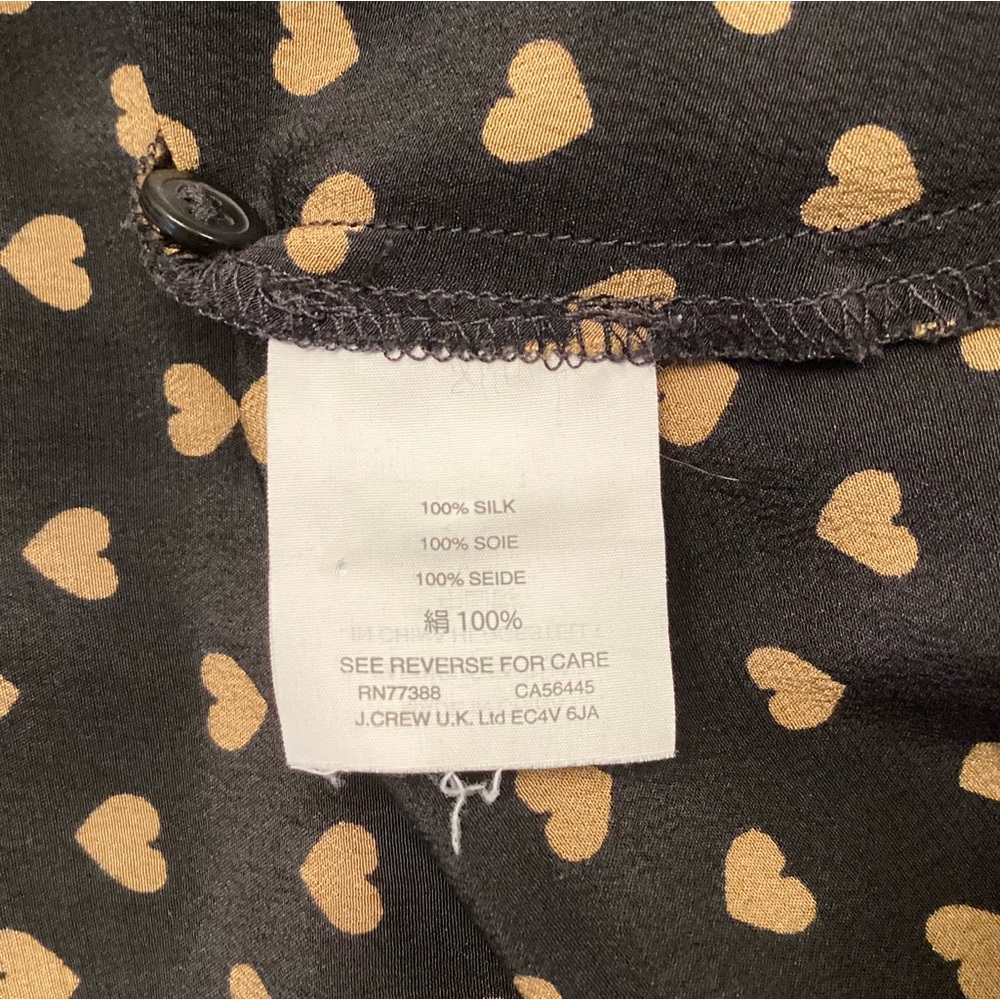 Madewell Silk Tiered Button Back Heart Print Top - Black - S - Picture 8 of 8